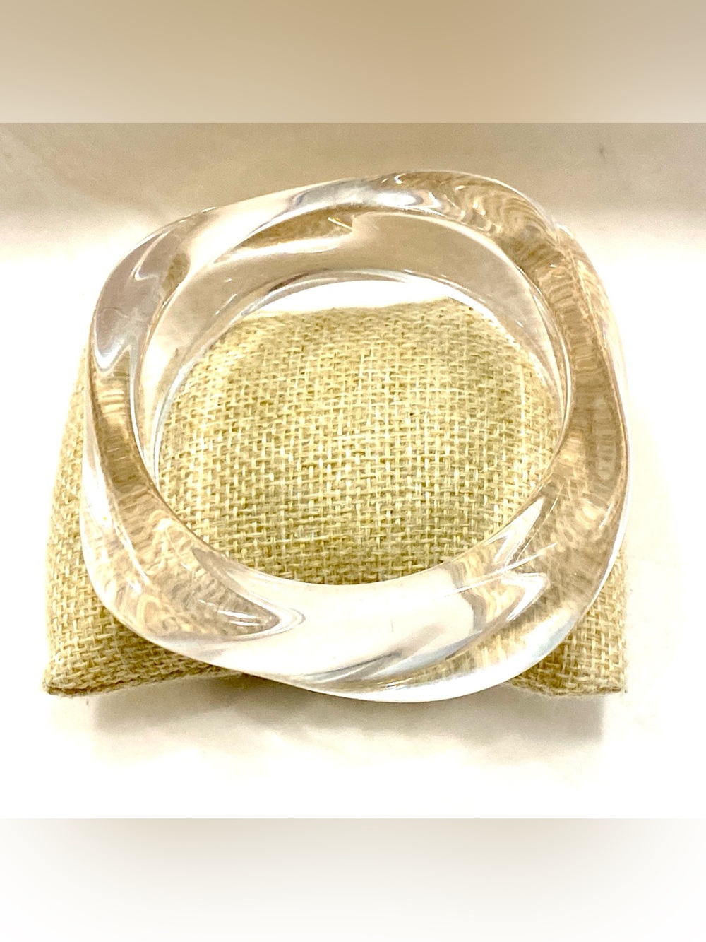 Clear Twisted Lucite Bangle Bracelet